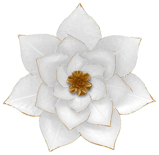 Metal White Lotus Wall Art-ArtyCraftz.com