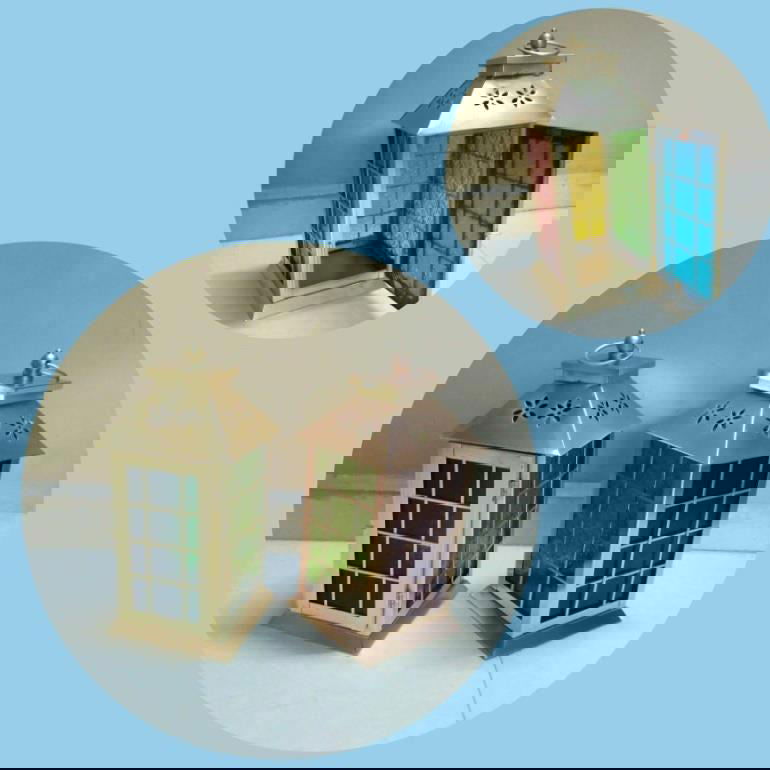 Metal and Color Glass Lanterns Set of 1 Pieces - ArtyCraftz.com