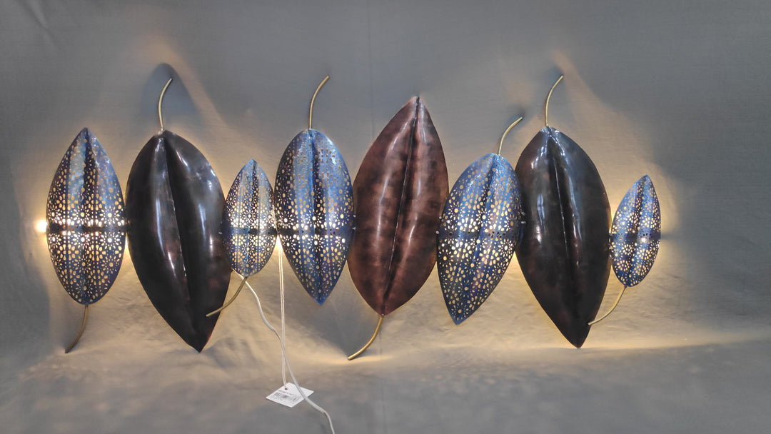 Metal leaf wall art with LED lights measuring 42 x 1 x 19 inches- ArtyCraftz.com