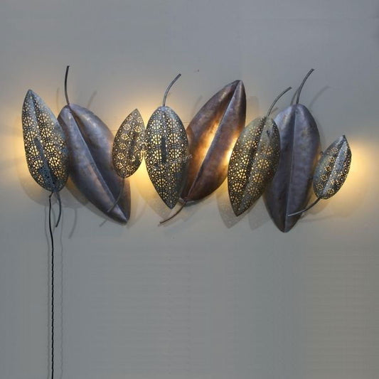 Metal multi Leaf with led wall Decorative - ArtyCraftz.com