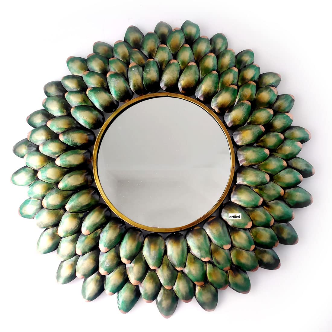 Metallic Rose Petals Studded Wall Mirror