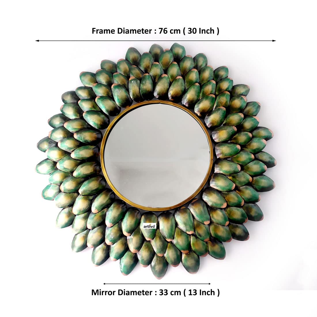 Metallic Rose Petals Studded Wall Mirror