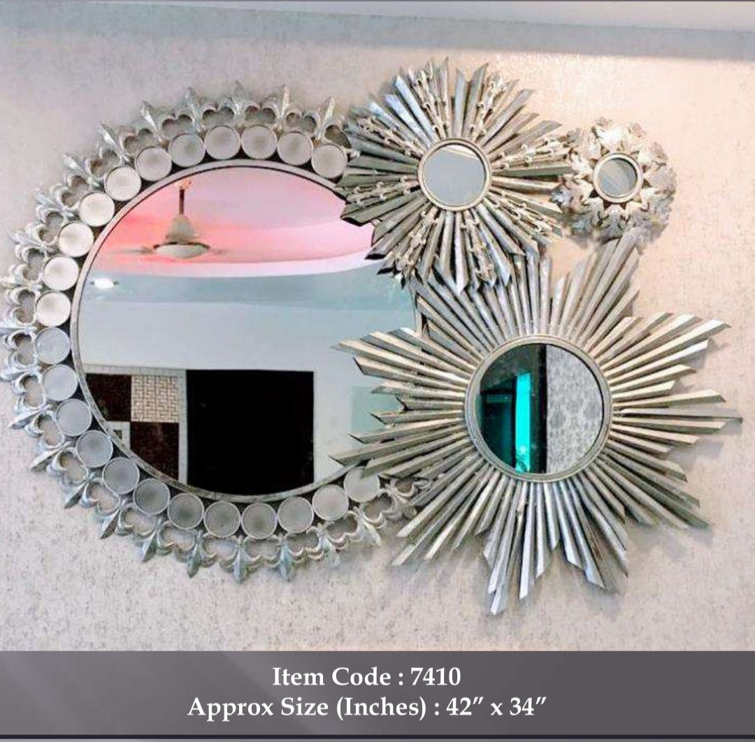 Metallic Twin Sunburst Wall Mirror