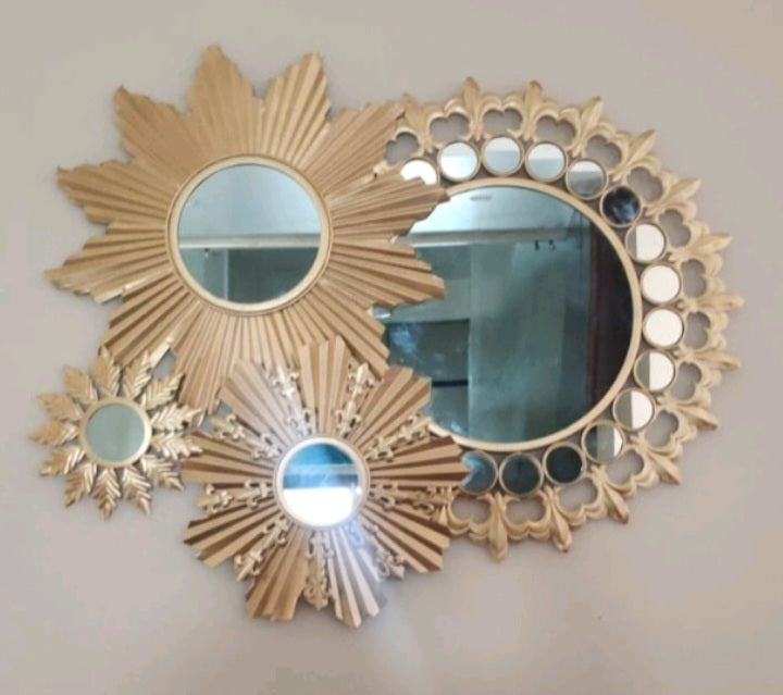 Metallic Twin Sunburst Wall Mirror