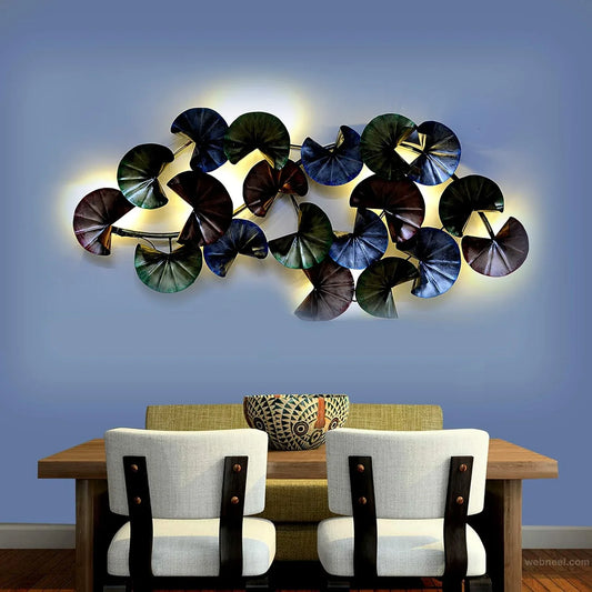 Metallic Finish Mini Handfans With LED Wall Decor-ArtyCraftz.com