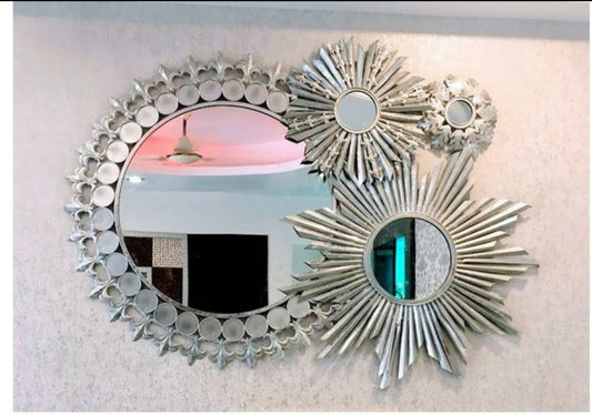 Metallic Twin Sunburst Wall Mirror - ArtyCraftz.com