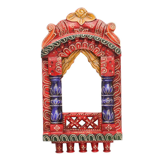 Mina Solid Wood Hand Painted Wall Hanging Jharokha