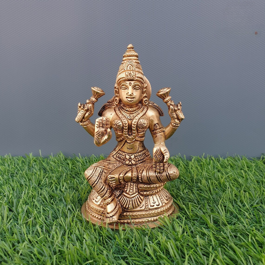 Mini Brass Lakshmi Idol 5 Inch Goddess Lakshmi Statue for Home Temple-ArtyCraftz.com