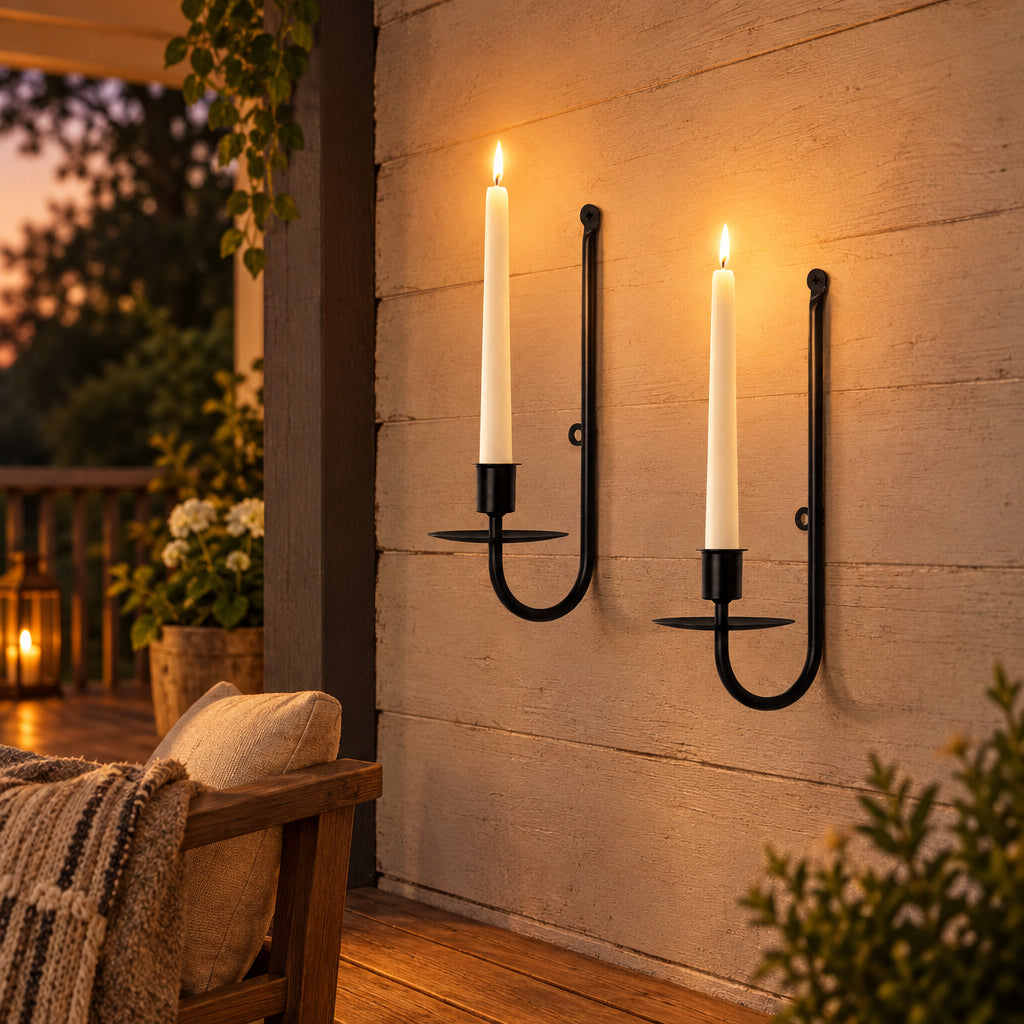 Minimalist Powder-Coated Iron Wall Candle Holder - Set of 2-artycraftz.com