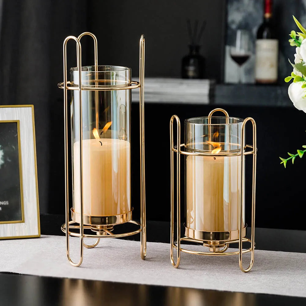 Modern Light Luxury Golden Glass Candle Holder