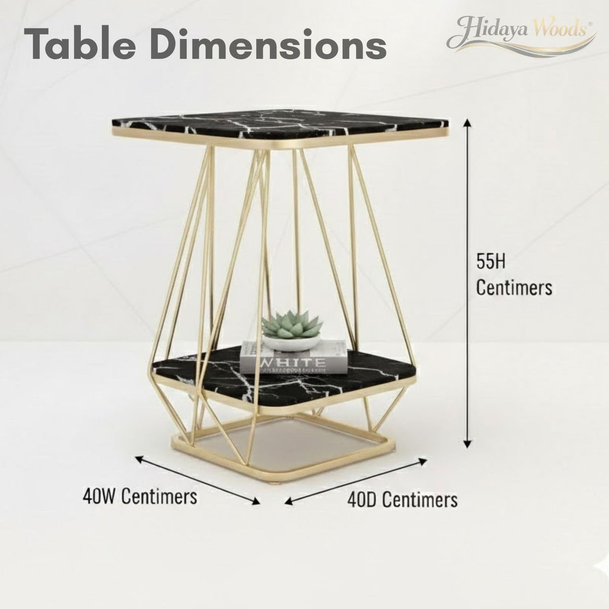 Modern 2-tier side table with powder-coated iron frame and engineered wood shelves-artycraftz.com
