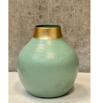 Modern & Elegant Aqua Green Metal Vase-ArtyCraftz.com