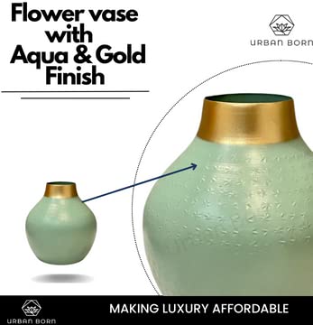 Modern & Elegant Aqua Green Metal Vase-ArtyCraftz.com