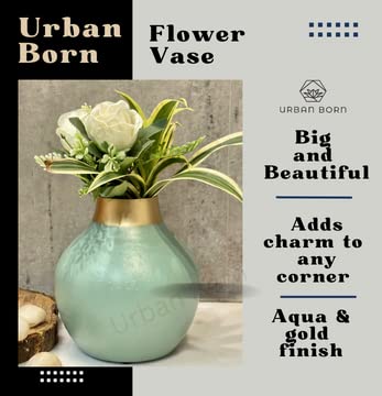 Modern & Elegant Aqua Green Metal Vase-ArtyCraftz.com