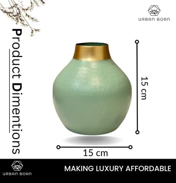 Modern & Elegant Aqua Green Metal Vase-ArtyCraftz.com