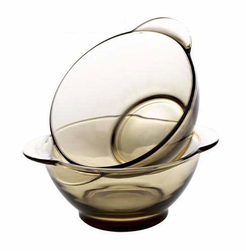 Modern Glass French Cutlery Bowl Salad Noodle Soup Serving Dish (Brown) - Set of 2 Piece - ArtyCraftz.com