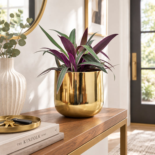 Modern Gold Metal Planter Pot for Indoor Plants-artycraftz.com