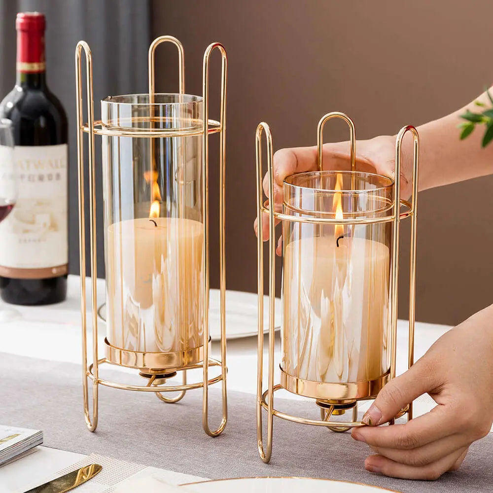 Modern Light Luxury Golden Glass Candle Holder