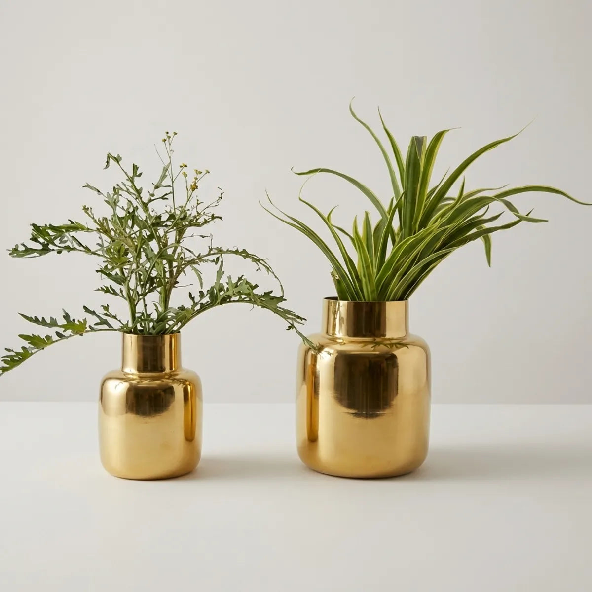Modern Polished Gold Metal Vases - Set of 2-artycraftz.com