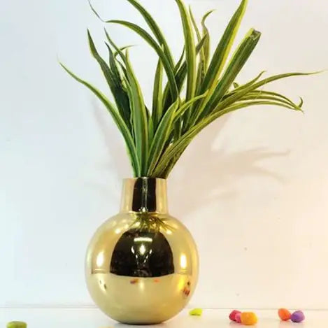 Modern Spherical Polished Gold Metal Flower Vase-artycraftz.com