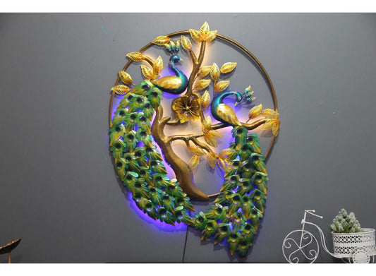 Modern Style Metal Peacock Showpiece Living Room Decor - ArtyCraftz.com