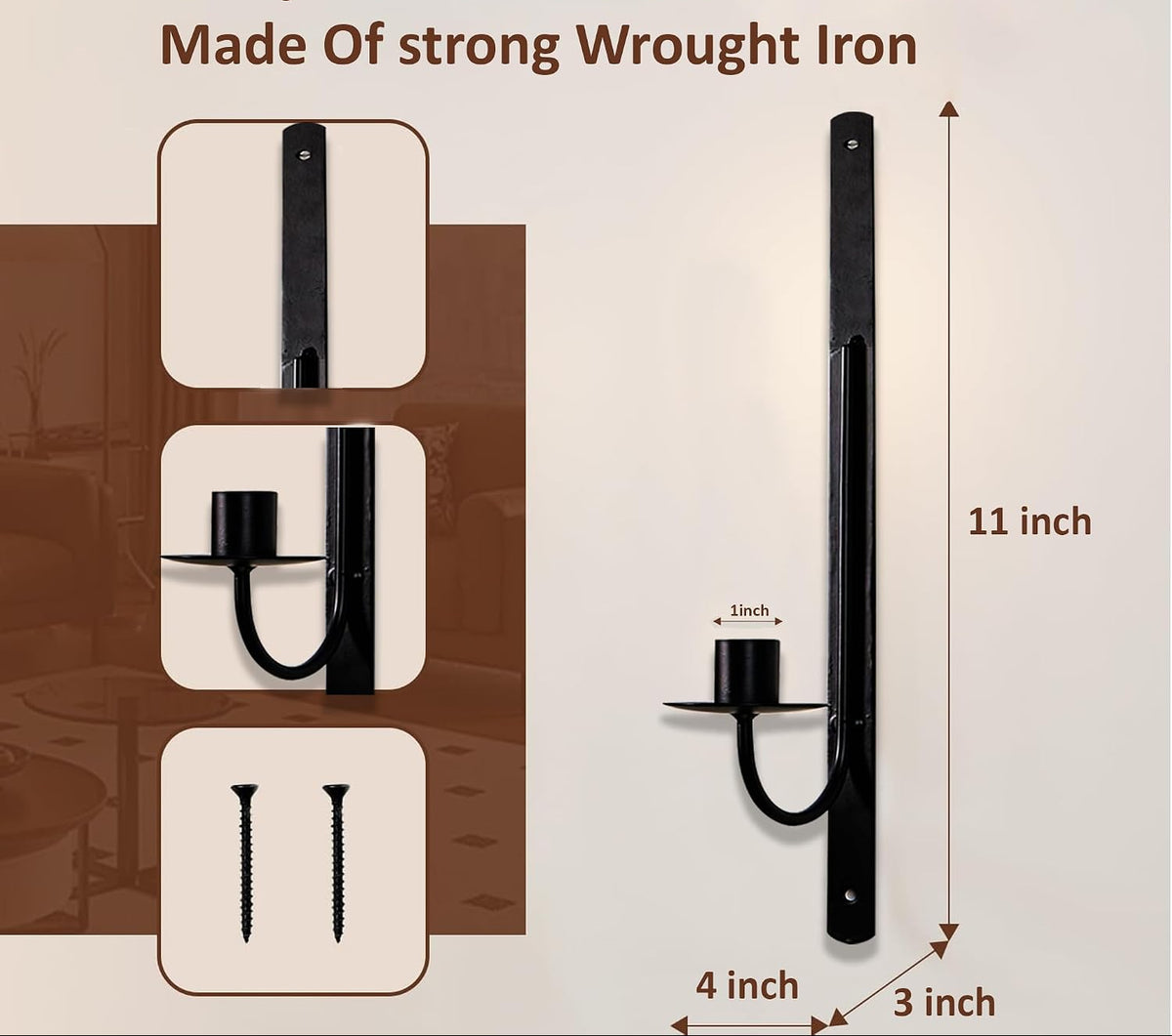 Modern Wrought Iron Wall Candle Holder-artycraftz.com