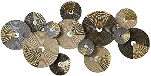 Modern abstract round disc iron wall art with textured metallic circular design-ArtyCraftz.com