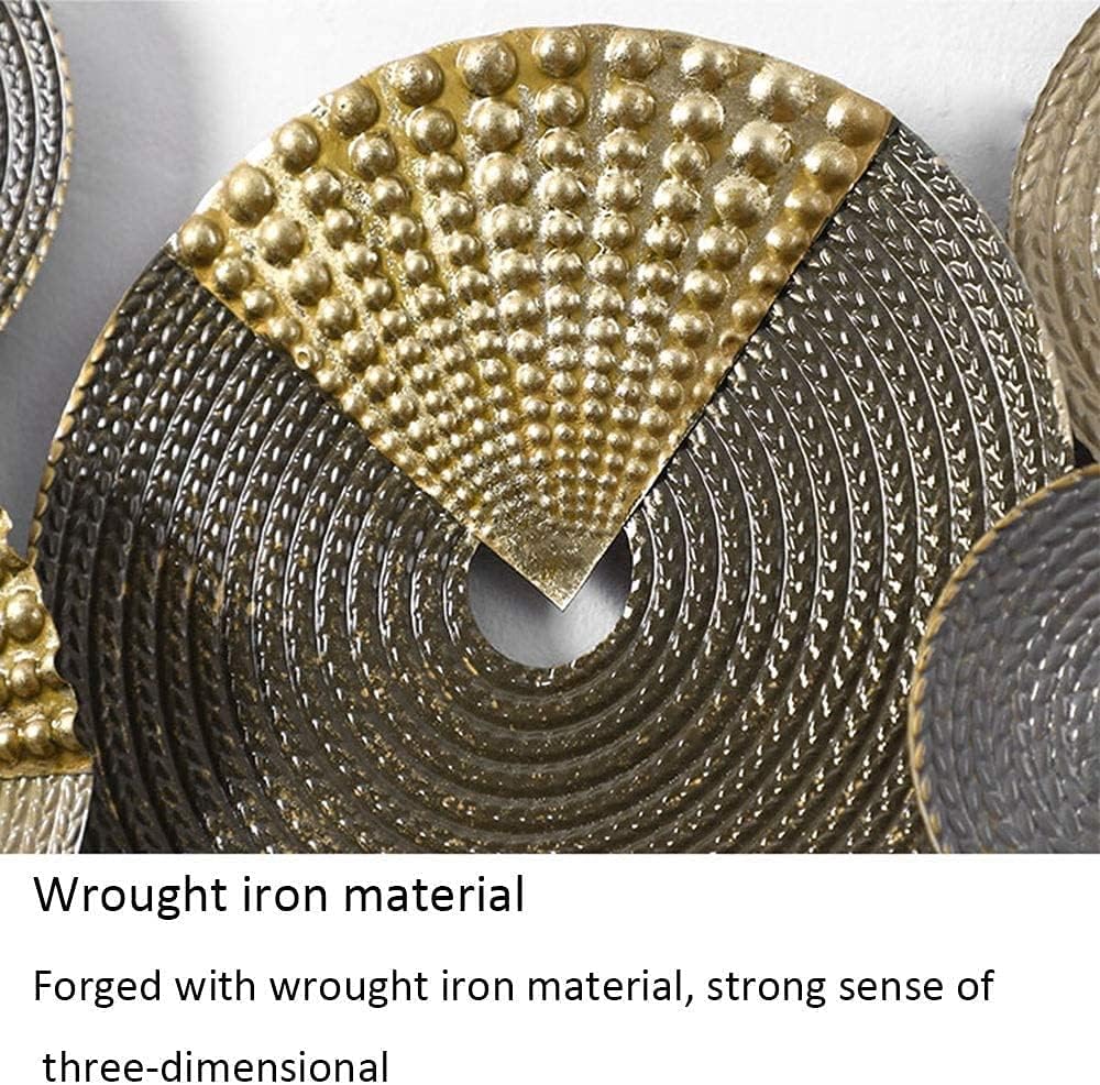 Modern abstract round disc iron wall art with textured metallic circular design-ArtyCraftz.com