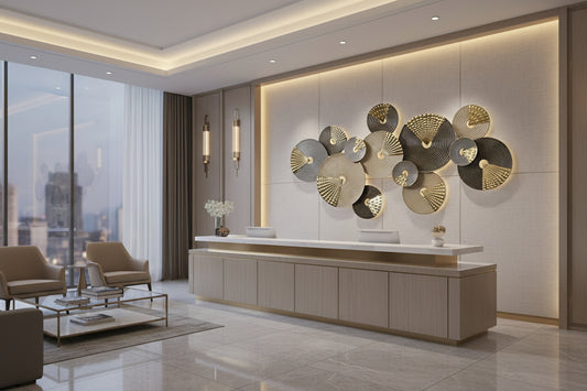 Modern abstract round disc iron wall art with textured metallic circular design-ArtyCraftz.com