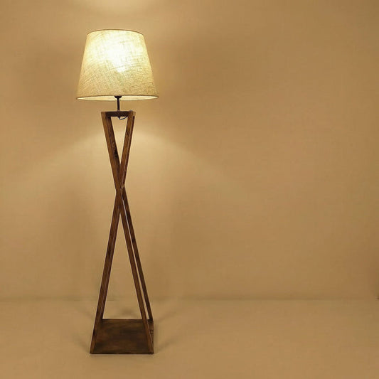 Monica Wooden Floor Lamp With Jute Lampshade-artycraftzcom