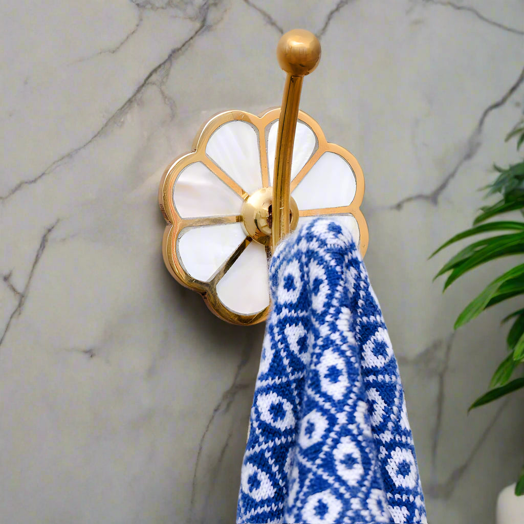 Mother of Pearl Gold Brass Coat Hook-ArtyCraftz.com