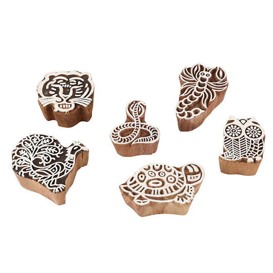 Mughal Pattern Hand Carved Wooden Printing Stamp Block(Set of 6) - ArtyCraftz.com