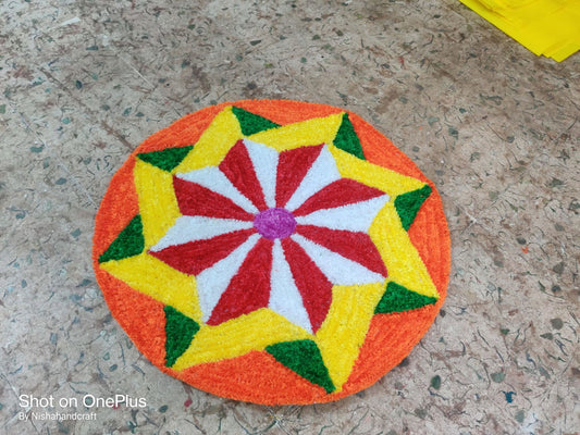 Multi color Flower Canvas Rangoli Mat - ArtyCraftz.com