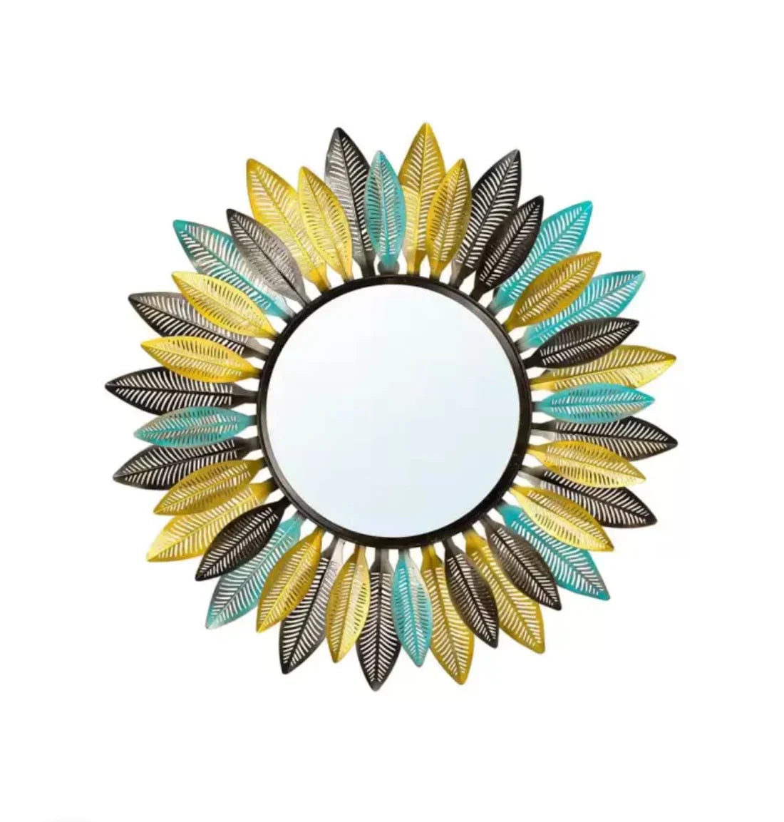 Multicolor Metal leaves Wall Mirror