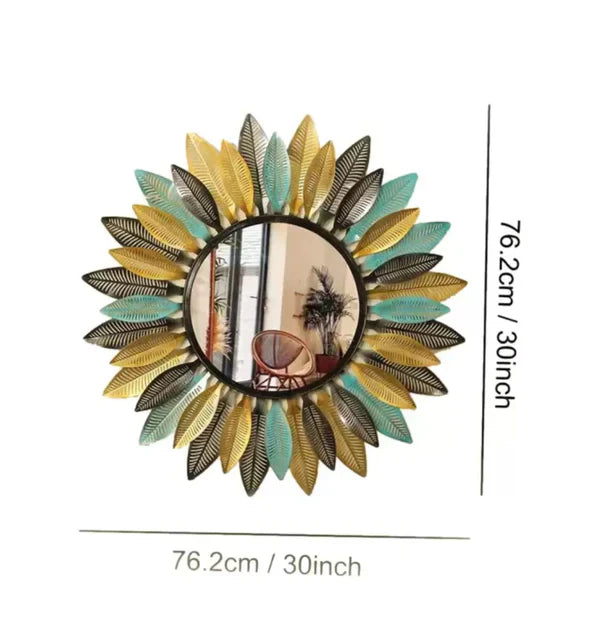 Multicolor Metal leaves Wall Mirror