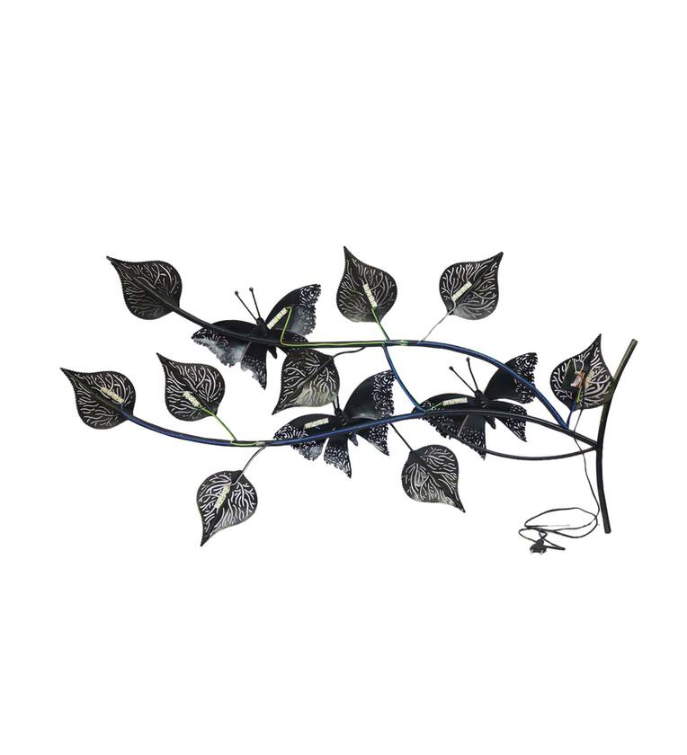 Multicolor 3D Butterfly Design with Wall Mounted Leaf Sculpture - ArtyCraftz.com