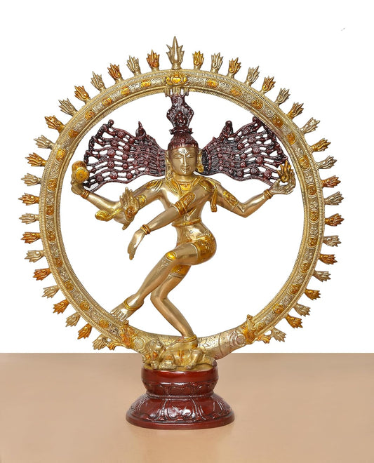 Multicolor Brass Nataraja Statue 20 Inches front view-ArtyCraftz.com
