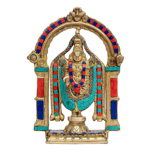 Multicolor Brass Tirupati Balaji Venkateshwara Statue - ArtyCraftz.com