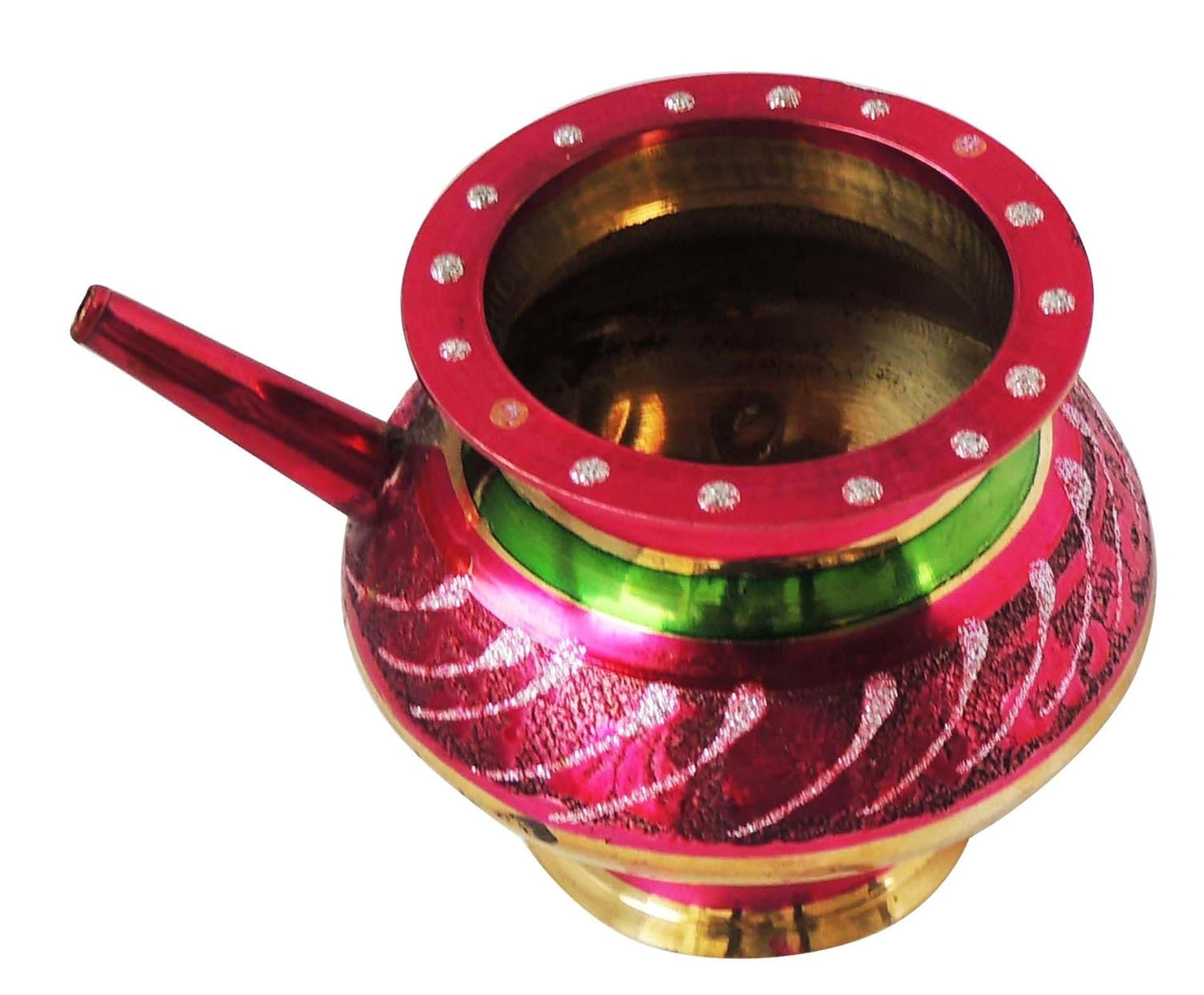 Multicolor Embossed Brass Lota with Spout-ArtyCraftz.com