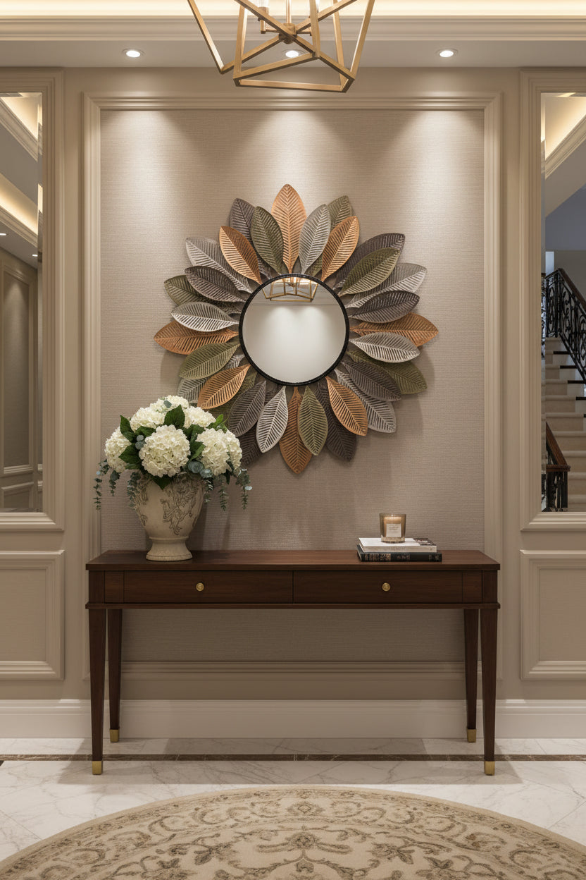 Multicolor Leaf Burst Wall Mirror-ArtyCraftz.com