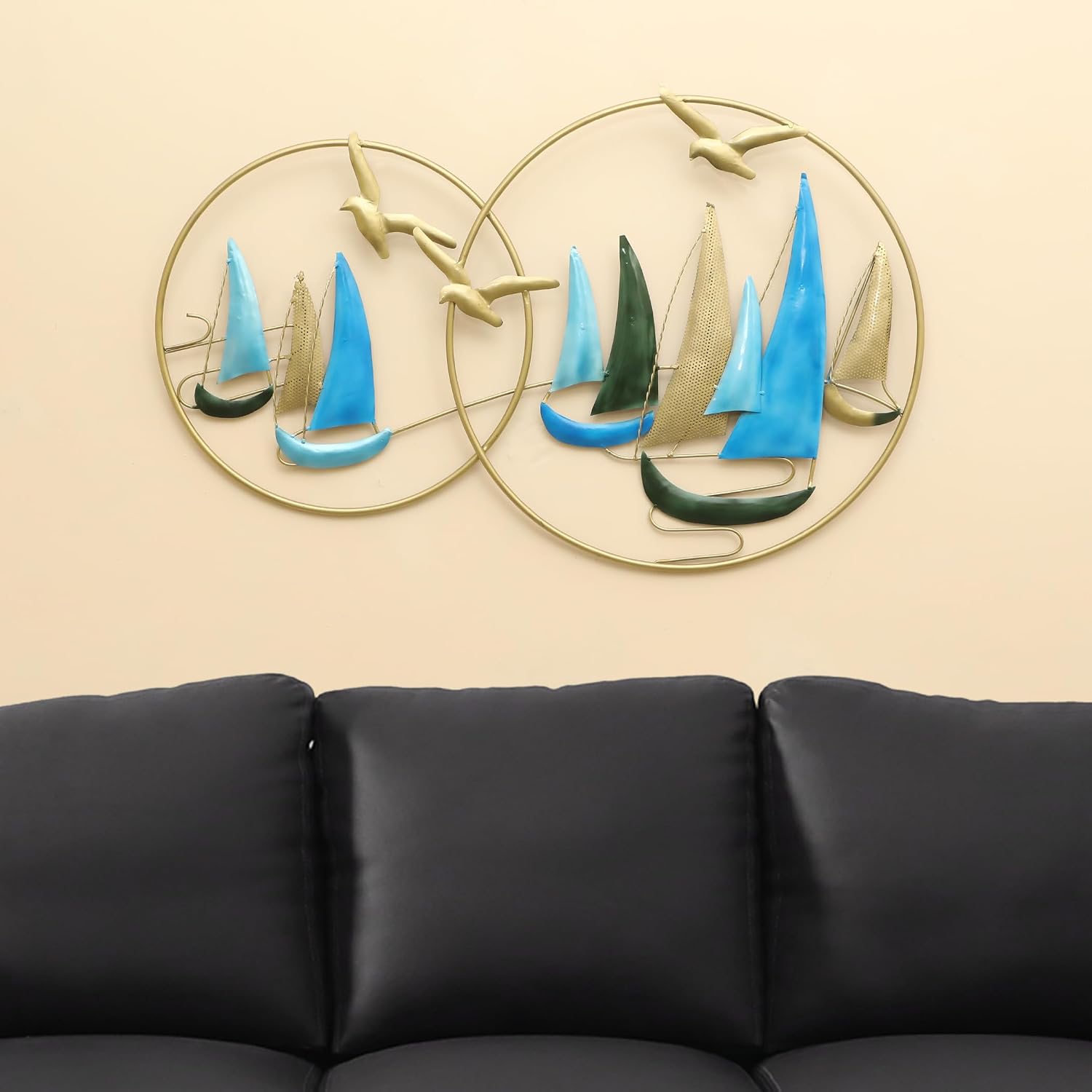 Multicolor Metal -Seas the Day Boat Ship Wall Art-ArtyCraftz.com