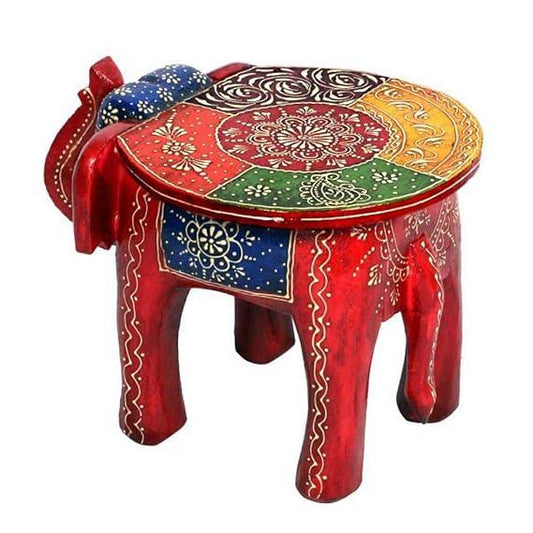 Multicolor Wooden Elephant Stool - ArtyCraftz.com