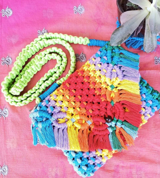 Multicolored Purse with Detachable Strap - ArtyCraftz.com