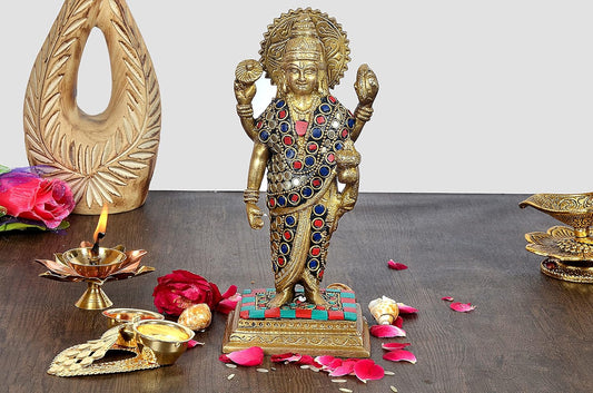 Multicolour Brass Dhanvantari Statue