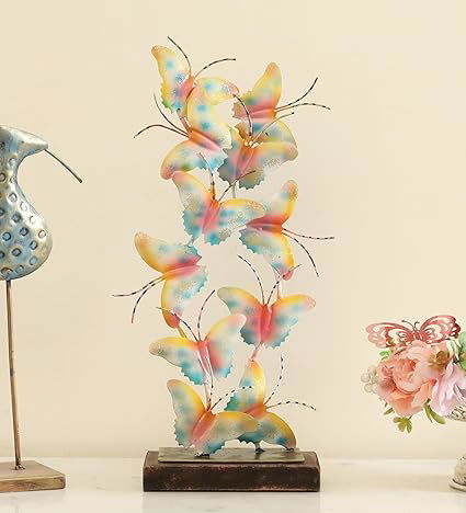 Multicolour Iron Anila Butterfly Showpiece Table Decor (Size 9.5 x 18 inches) - ArtyCraftz.com