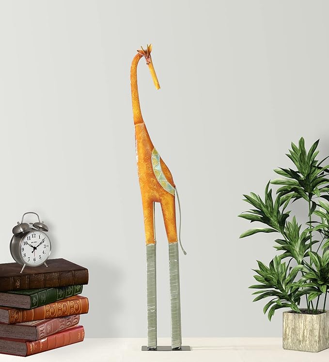 Multicolour Metal Giraffe Figurine Showpiece 