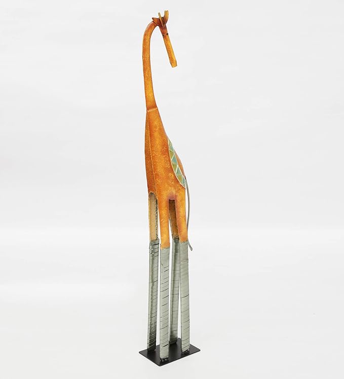 Multicolour Metal Giraffe Figurine Showpiece 