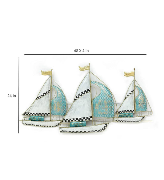 Multicolour Wrought Iron Breeze Boat Native Wall Hanging Mounted