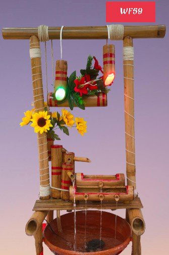 Multiple Water Flow with Lights Bamboo Fountain - ArtyCraftz.com