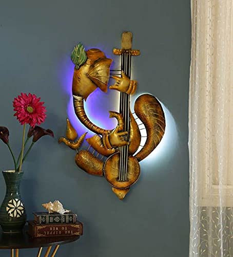 Musical Ganesha LED Iron Wall Art-ArtyCraftz.com